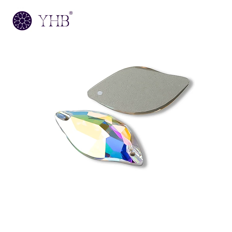 Wholesale YHB Hand Sew Crystals Leaf Shape Flat Back Glass Rhinestones Wholesale YHB Hand Sew Crystals Leaf Shape Flat Back Glass Rhinestones