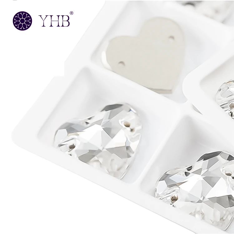 YHB Factory Bulk Hand Sewn Heart Rhinestones H3259 Fat Heart Shape Crystal Sew On Stones Over 100 Colors YHB Factory Bulk Hand Sewn Heart Rhinestones H3259 Fat Heart Shape Crystal Sew On Stones Over 100 Colors