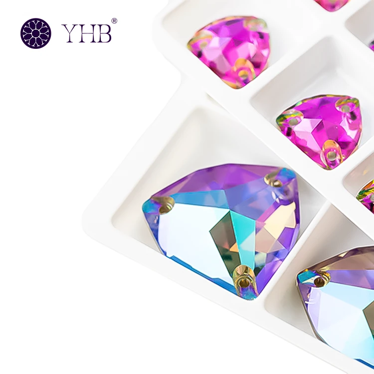 Triangle shape sew on stones for custom rhinestone hotfix transfers Triangle shape sew on stones for custom rhinestone hotfix transfers