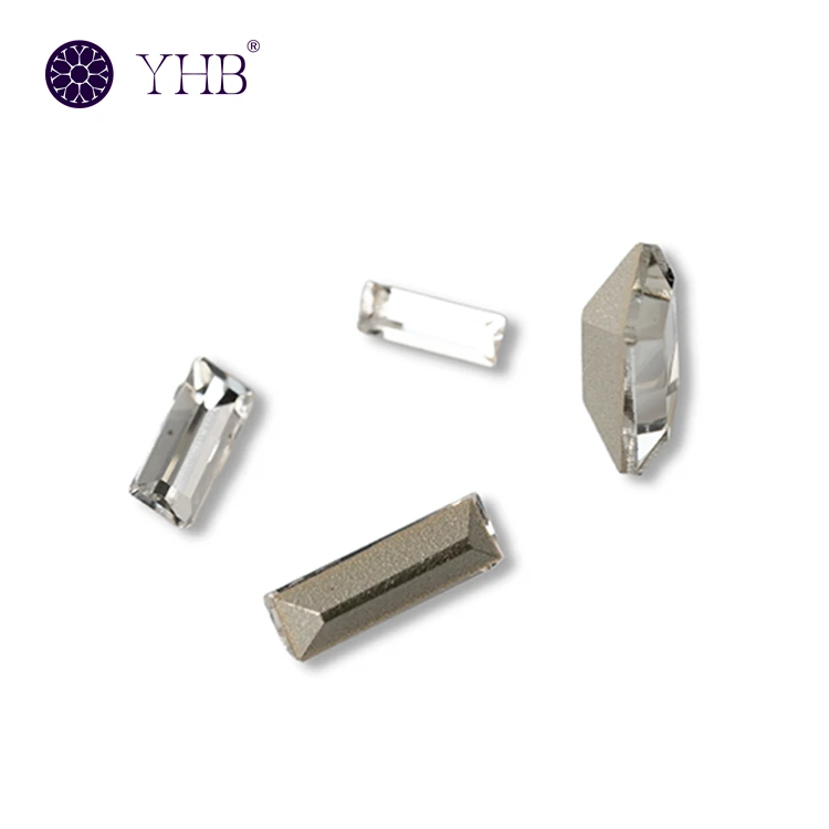 Flat back precision cut baguette glass crystals bulk for heat transfer apparel garment decoration Flat back precision cut baguette glass crystals bulk for heat transfer apparel garment decoration