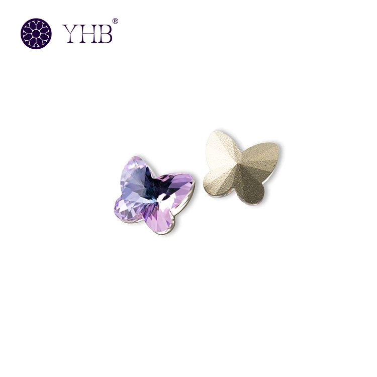 Butterfly shaped point back glass rhinestones bulk for hotfix transfer motifs