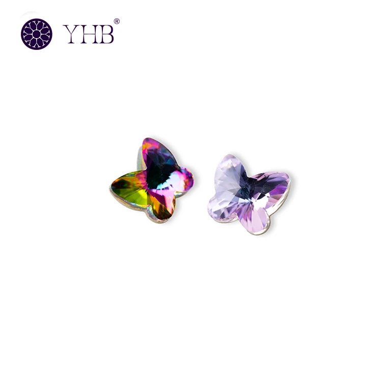 Fancy butterfly faceted crystal point back stones DIY garment jewelry decoration YHB
